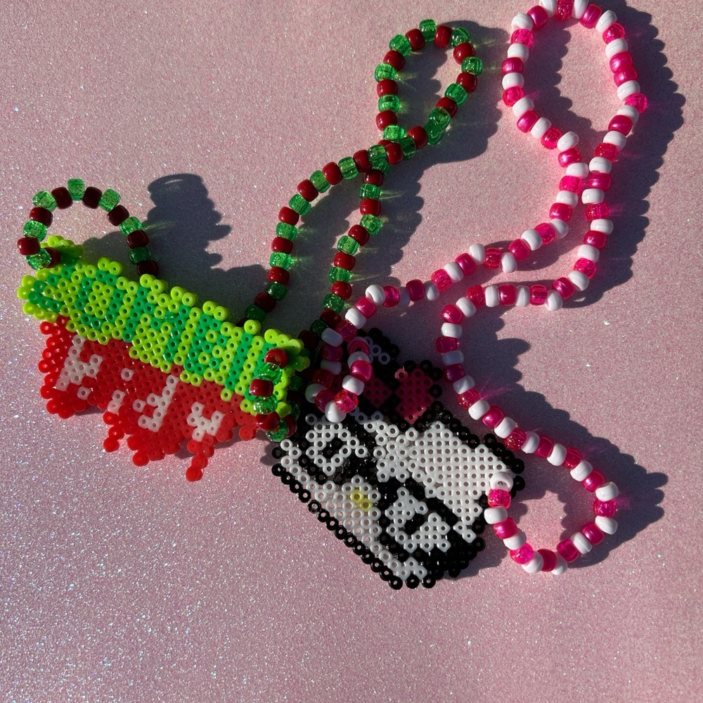 Colorful Beaded Candy & Perler Necklace Set
